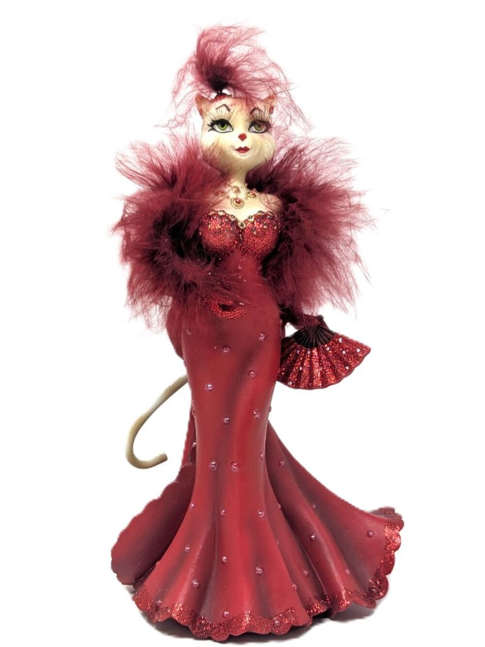 Margaret Le Van Alley Cats Kitty O'Hara Claws in the Wind Figurine Red Gown Boa